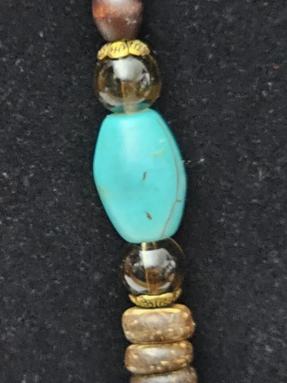 Handmade Boho Elephant Pendant Necklace Turquoise Wood Beaded Tribal Statement - Picture 5 of 5